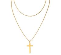 Mikovivi Layer Cross Necklaces for Women, Stainless Steel Gold Cross Pendant Necklaces Christian Religious Faith Pendant Dainty Simple Jewelry for Women Gift
