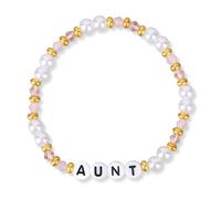 Mikovivi Little Letters Bracelet, Adjustable Pearl Beaded Words Bracelet for Mama Mother Mom Aunt Women Gift Jewelry for Mother’s Day Xmas(AUNT)