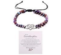 Mikovivi Love Heart Bracelet for Granddaughter, Purple Natural Stone Double Layer Beaded Woven Bracelet Adjustable Inspirational Jewelry for Granddaughter Birthday Gift from Grandma