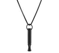 Mikovivi Mindful Breathing Necklace, Titanium Steel Quit Smoking Anxiety Relief Whistle Meditation Chain Breathlink Stop Anti Smoking Breathe Easy Less Stress Pendant Breathlace for Women Men(Black)