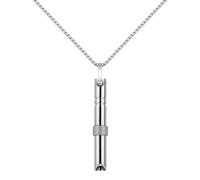 Mikovivi Mindfulness Breathing Necklace, Titanium Steel Anxiety Relief Breathlace Silver Whistle Quit Smoking Necklace for Women Men Meditation(Style 1)