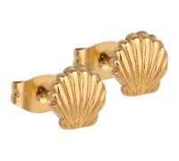 Mikovivi Mini Gold Shell Stud Earrings, Dainty Small Stainless Steel Golden Seashell Earrings Tiny Jewellery Gifts Accessories for Women Her Summer Beach Vacation
