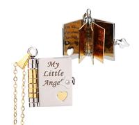 Mikovivi My Little Angle Book Necklace, Personalized Engravable Openable Book Pendant Necklace for Daughter with 6 Pages Adjustable Neck Jewellery Gift from Mom Dad