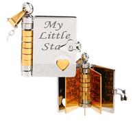 Mikovivi My Star Book Necklace, Personalized Engravable Openable Book Pendant Necklace with 6 Pages Adjustable Neck Jewelry Daughter Gift from Mom Dad