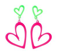Mikovivi Neon Heart Earrings for Women, 80s & 90s Retro Acrylic Drop Dangle Earrings Glow Party Accessories Perfect for Summer and Costume Jewelry Outfits (Hot pink, Green)