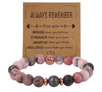 Mikovivi Pink Zebra Bead Bracelet, Natural Stone Pink Zebra Jasper Bead Crystal Bracelet with Card Yoga Meditation Jewelry Ideal Gifts for Women Birthday Thanksgiving Christmas