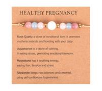 Mikovivi Pregnancy Crystal Bracelet, Natural Stone Pregnancy Healthy Bracelet Jewelry with Greeting Card Fertility Gifts for First Time Pregnant Women New Moms & Expecting Mothers
