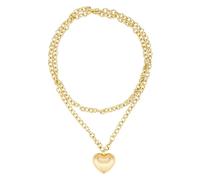 Mikovivi Puffy Heart Necklace for Women, Gold Chunky Necklace Trendy Long Chain Necklace with Heart Pendant Statement Jewelry Gift for Birthday Valentines Anniversary