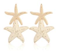 Mikovivi Raffia Starfish Drop Dangle Earrings, Trendy Hand-Woven Straw Starfish Earrings, Summer Coastal Shell Beach Jewelry Gifts, Cute Handmade Boho Seashell Earring for Women