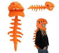 Mikovivi Realistic Wearable Dinosaur Skeleton Costume for Adults, 3D Spinosaurus Bone Plush Outfit with Spine Extension for Halloween & Themed Party Dino Cosplay Props (Orange)