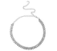 Mikovivi Rhinestone Necklace for Women, Bling Sparkly Diamond Crystal Choker Trendy Elegant Adjustable Jewelry Accessories for Prom Wedding Party (Silver)