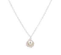 Mikovivi Seashell Pearl Pendant Necklace, Elegant Sea Inspired Shell Charm Beachy Necklace Simple Delicate Summer Beach Jewelry for Women and Ocean Lover Gift