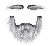 Mikovivi Self Adhesive Beard Costume, Funny Facial Hair Fabric Made Old Man Beard Beard Dress up for Halloween Party Fancy Dress Ball Cosplay(Black Gray)