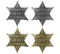 Mikovivi Sheriff & Deputy Badge Set, Metal Western Sheriff Brooch Pin | Star Police Sheriff Pins Western Cop Police Badges for Adult Kids Party Decoration & School Awards