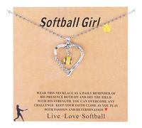 Mikovivi Softball Necklace for Women, Dainty Softball Heart Pendant Necklace Inspirational Sports Themed Jewelry Accessories Stuff for Mom Ball Lovers Players Team Party Favor