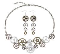 Mikovivi Steampunk Jewellery Set, Include Steampunk Earrings & Choker Necklace Carnival Gifts Retro Gothic Goth Steam Punk Vintage Victorian Earrings Accessories for Women Halloween Cosplay