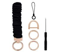 Mikovivi Stretchy Keychain Wristlet, Cute Key Chain Scrunchie Wrist Strap Lanyard with 2 Keyrings & D Ring Wrist Bracelet for Women Men Car Keys Wallet Card