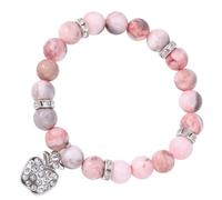 Mikovivi Teacher Appreciation Bracelet, Beautiful Stone Bracelet with Charm Pink Stone Beaded Elastic Bracelet with Card & Gift Box Card for Teacher Women Thank You Jewelry Gift