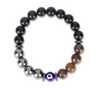 Mikovivi Triple Protective Bracelet, black obsidian tourmaline tigers eye ，Handmade Beaded Crystal Elastic Natural Stone Beaded Stretch Spiritual Protection Bracelet Jewelry for Men Women