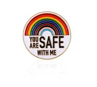 Mikovivi You are Safe with Me Pin, LGBTQ Progress Rainbow Gay Pride Enamel Pins Cute Rainbow Ally Brooch LGBT Supports Badge Jewelry Gift for Nurse Doctor Students Backpacks Hats Bags Decor