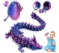 Mikqky 3D Printed Dragon Eggs with Dragon, Movable Joints Dragon Toys, Printed Dragon Egg, Mysterious Dragon Egg, Printed Dragon Egg for Children Adults (Laser Purple)
