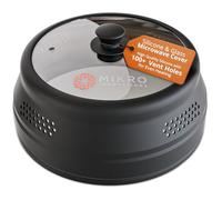 Mikro Innovations Glass & Silicone Microwave Splatter Cover - Tall and Collapsible Design that fits 6-10.5in Plates and Bowls - Space Saving, BPA Free & Dishwasher Safe (1, Black, large)