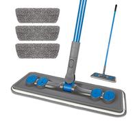Mikrofaser-Bodenwischer für die Reinigung von Böden - FORSPEEDER Flacher Bodenwischer für Laminat, Holz, Hartboden, Vinylfliesen, Staub, Nass, Badezimmer, Wandreinigung mit 3 waschbaren Chenille-Pads
