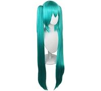 miku anime character wig Hatsune cos wig blue tiger mouth clip double ponytail long straight hair Lake blue Cosplay Anime Wig Coser