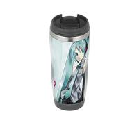 Miku Hatsune Vocaloid Anime - Travel Mug, Thermal Insulated Cup for Hot and Cold Beverages - Blue Hair Vocal Music Character Artwork - Japanese Pop Culture Design