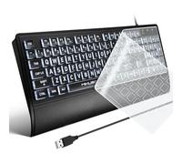 MIKUSO Large Print Backlit Keyboards Computer, USB Corded Big Key, Full Size Wired Keyboard Light up with White LED Illuminated Compatible for Windows Desktop, Laptop, PC