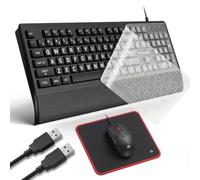 MIKUSO Large Print Keyboard Mouse Combo for Seniors, Wired 3-in-1 Set