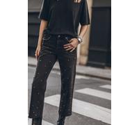 Mikuta The Black Studded Cropped Straight Jeans Black size W28 | Jeans Outlet | Women | Black W28