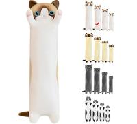 Mikytoper Cute Cat Plush Pillow - Long Cat Plush Stuffed Animals Plushie Pillow Soft Cat Pillow Plush for Kids Adult Kawaii Gift for Birthday Christmas Children's Day(white, 90cm)
