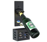 Mikytoper Magnetic Bottle Opener with Cap Catcher,Removable Wall Mounted Beer Bottle Opener for Kitchen Fridge,Beer Gifts for Men (Black)