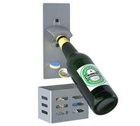 Mikytoper Magnetic Bottle Opener with Cap Catcher,Removable Wall Mounted Beer Bottle Opener for Kitchen Fridge,Beer Gifts for Men (Silver)