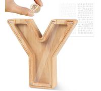 Mikytoper Wooden Letter Money Box for Kids Personalised Piggy Bank Letter A-Z Transparent Money Bank Saving Coins Cash Change Creative Gift for Children Boys Girls Decorative Money Box (Y)