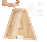 Mikytoper Wooden Letter Money Box for Kids Personalised Piggy Bank Letter A-Z Transparent Money Bank Saving Coins Cash Change Creative Gift for Children Boys Girls Decorative Money Box (A)