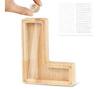 Mikytoper Wooden Letter Money Box for Kids Personalised Piggy Bank Letter A-Z Transparent Money Bank Saving Coins Cash Change Creative Gift for Children Boys Girls Decorative Money Box (L)