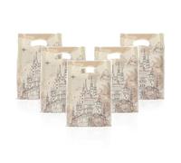 Mikzhskr 30Pcs Magical Wizard Party Favors Bags with Handle Plastic Waterproof Old Castle Themed Goodie Candy Snack Bag Gift Pack for Kids Birthday Decoration Supplies, 10 x 7 in