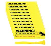 Mikzhskr Electric Fence Warning Signs with Zip Ties 10 x 3.5 Inch Plastic Yellow Electric Fence Safe Signs Caution Warning Sign for Danger Electric Fence Sign Farm Home(Upgraded Sun Protection)