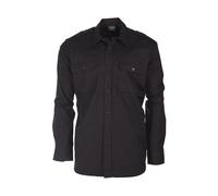 Mil-Tec Mens Long Sleeve Police Uniform Shirt Security Ripstop Cotton Top Black
