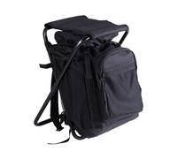 Mil-Tec 20Ltr Hiking Outdoor Backpack with Stool Black Fish Hunt Shoot