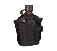 Mil-Tec US Army Style Canteen Water Bottle 1L Black Hiking Outdoor Airsoft