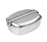 MIL-TEC French military-style mess kit stainless steel campfire cookware pan lid