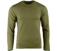 Mil-Tec Long Sleeve Shirt Mens Crew-Neck Cotton Straight-Cut Olive Drab
