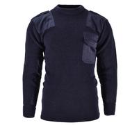 Mil-Tec Men's Commando Sweater, Wool Knit, Chest Pocket, Flag, Navy Blue