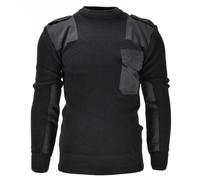Mil-Tec Men's Commando Sweater, Wool Knit, German Army Style, Black
