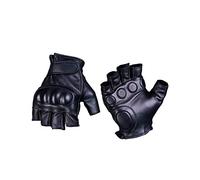 Mil-Tec Men's Fingerless Leather Gloves Black