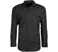Mil-Tec Mens Long Sleeve Police Uniform Shirt Security Ripstop Cotton Top Black