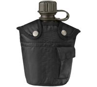 Mil-Tec US Army Style Canteen Water Bottle 1L Black Hiking Outdoor Airsoft